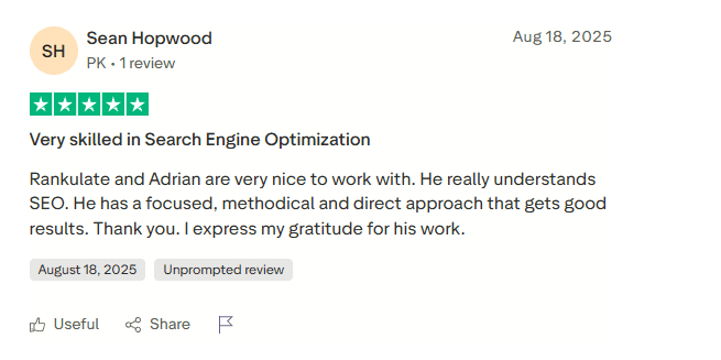 Trustpilot review from Sean Hopwood, CEO of Day Translations